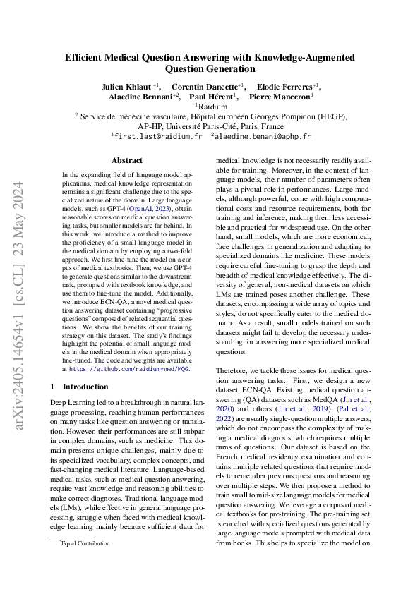 (PDF) Efficient Medical Question Answering with Knowledge-Augmented ...