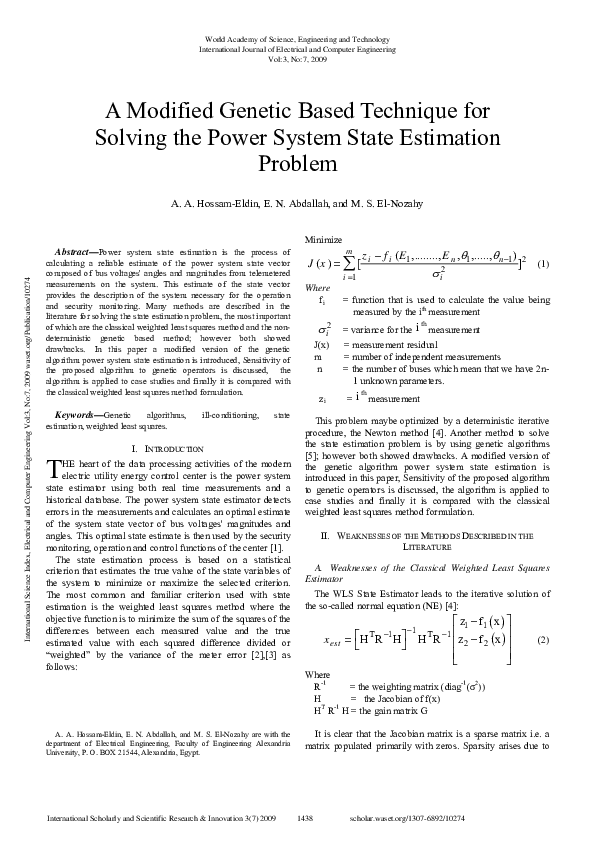 (PDF) A Modified Genetic Based Technique For Solving The Power System ...