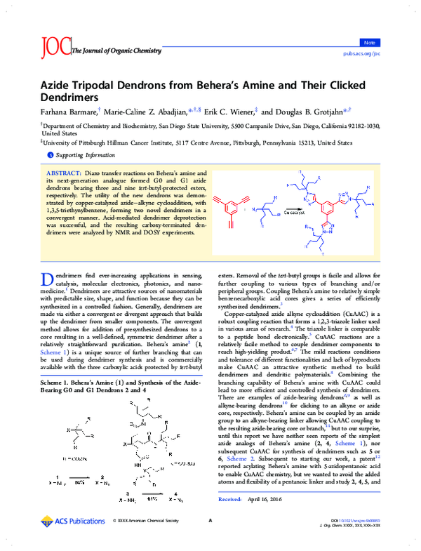(PDF) Azide Tripodal Dendrons from Behera’s Amine and Their Clicked ...