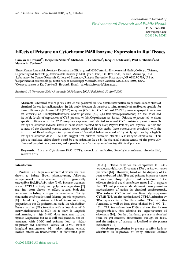 (PDF) Effects of Pristane on Cytochrome P450 Isozyme Expression in Rat ...