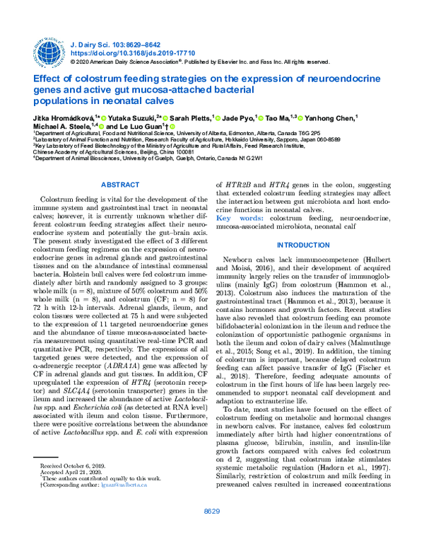 (PDF) Effect of colostrum feeding strategies on the expression of ...