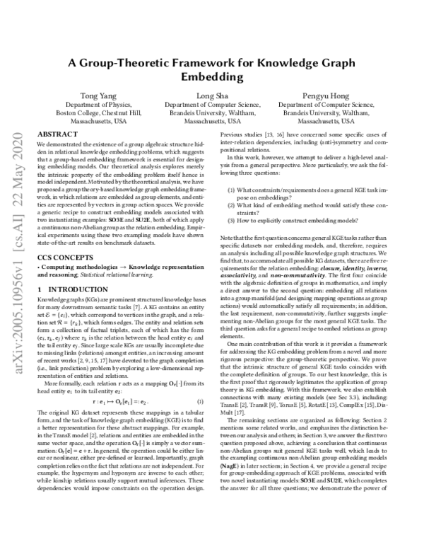 (PDF) A Group-Theoretic Framework for Knowledge Graph Embedding