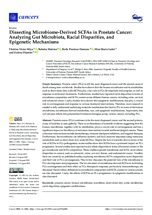(PDF) Dissecting Microbiome-Derived SCFAs in Prostate Cancer: Analyzing ...
