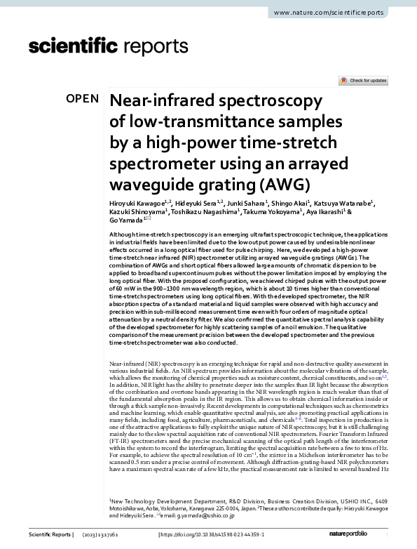 (PDF) Near-infrared spectroscopy of low-transmittance samples by a high ...