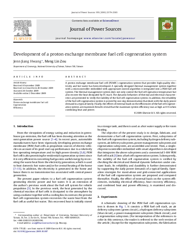 (PDF) Development of a proton exchange membrane fuel cell cogeneration ...