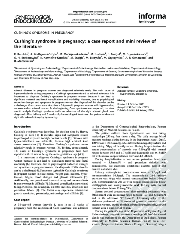 (PDF) Cushing’s syndrome in pregnancy: a case report and mini review of ...