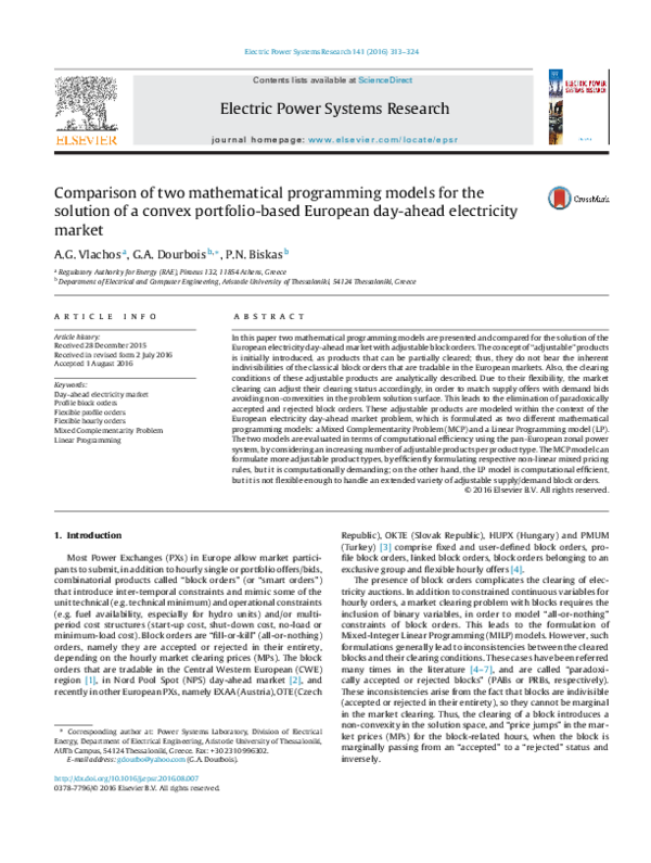 (PDF) Comparison of two mathematical programming models for the ...