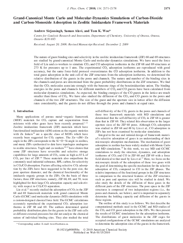 (PDF) Grand canonical Monte Carlo and molecular dynamics simulations of ...