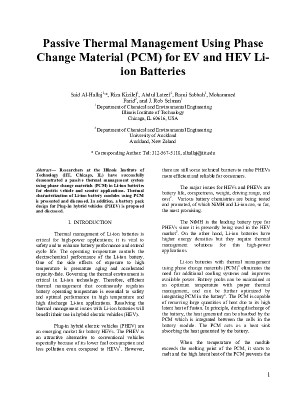 (PDF) Passive Thermal Management Using Phase Change Material (PCM) for ...