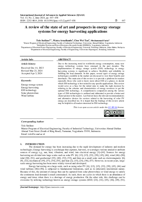 (PDF) A review of the state of art and prospects in energy storage ...