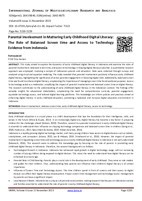 (PDF) Parental Involvement in Mattering Early Childhood Digital ...