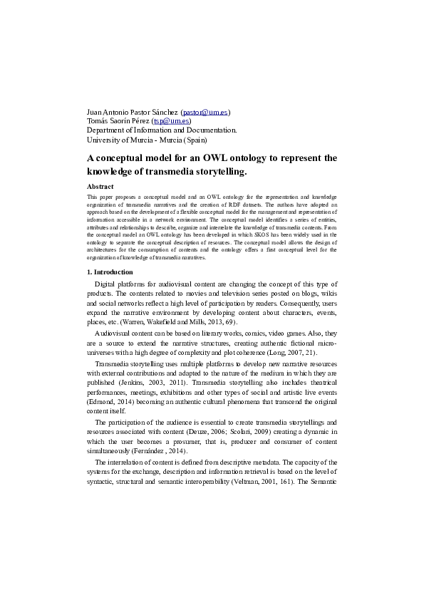 (PDF) A Conceptual model for an OWL ontology to represent the knowledge ...
