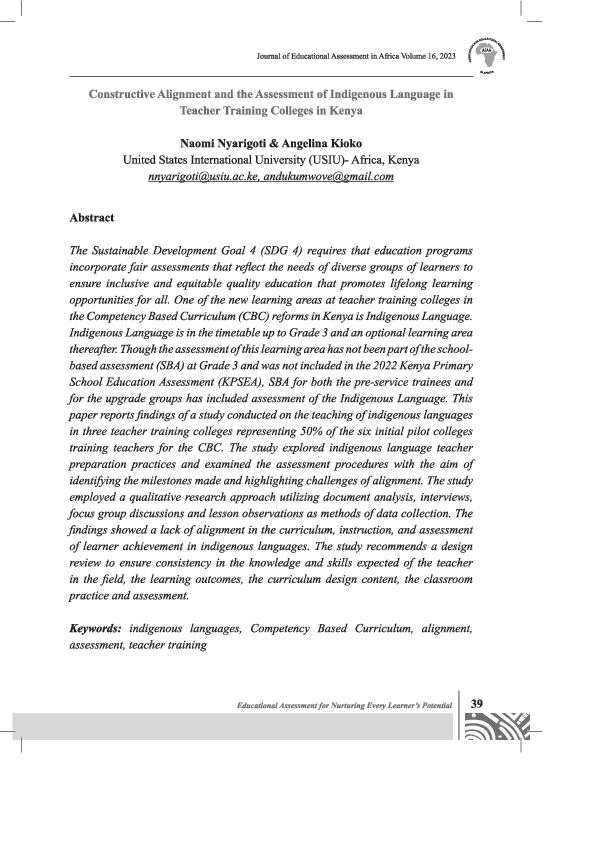 (PDF) Constructive Alignment and the Assessment of Indigenou Language ...