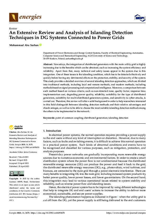 (PDF) An Extensive Review and Analysis of Islanding Detection ...