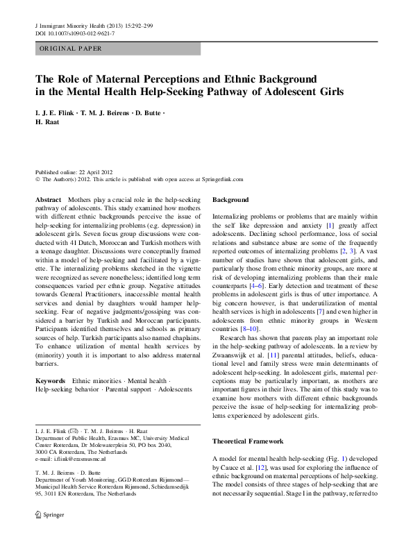 (PDF) The Role of Maternal Perceptions and Ethnic Background in the ...