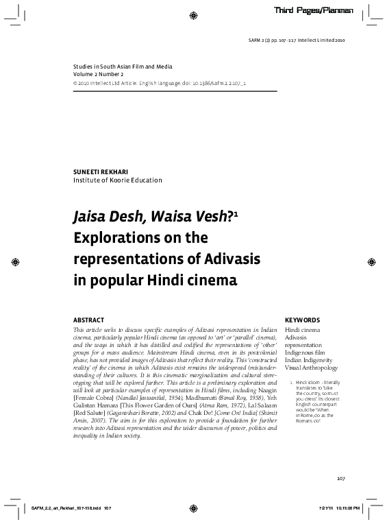 (PDF) Jaisa Desh, Waisa Vesh? Explorations on the representations of ...