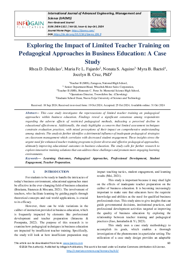 (PDF) Exploring the Impact of Limited Teacher Training on Pedagogical ...