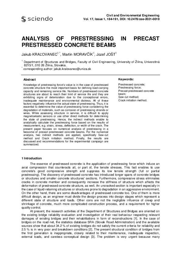 (PDF) Analysis of Prestressing in Precast Prestressed Concrete Beams