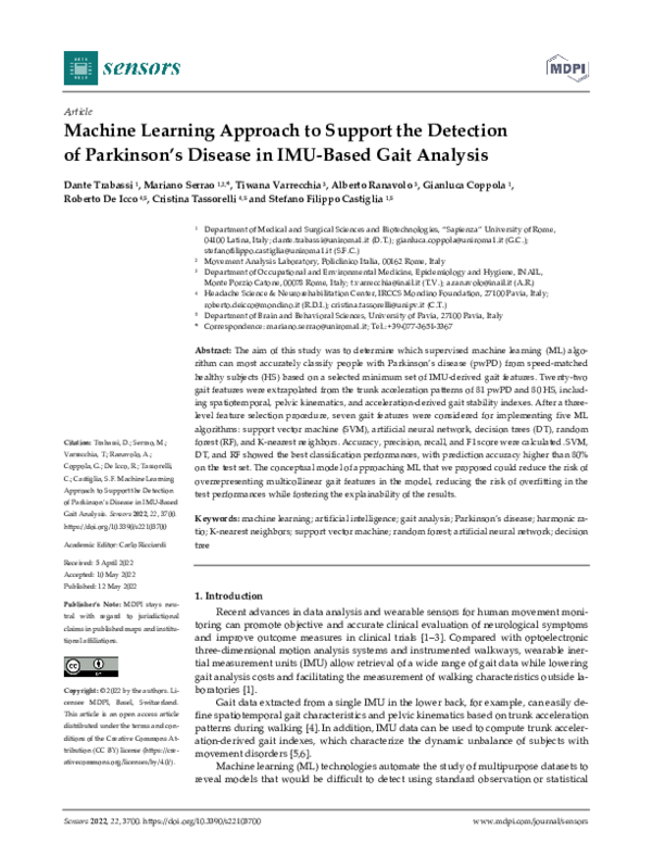 (PDF) Machine Learning Approach to Support the Detection of Parkinson's ...