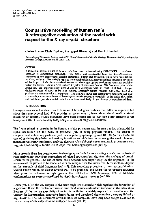 (PDF) Comparative modelling of human renin: A retrospective evaluation ...