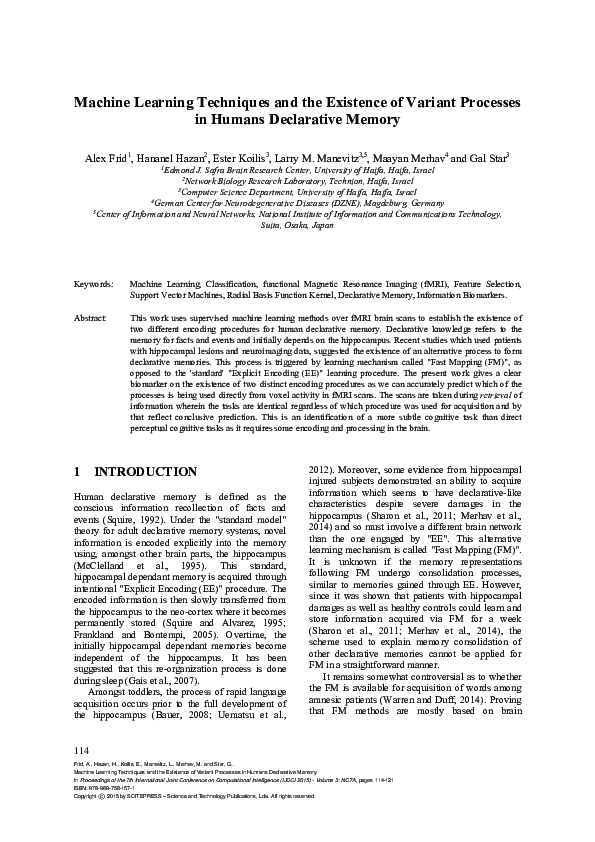 (PDF) Machine Learning Techniques and the Existence of Variant ...