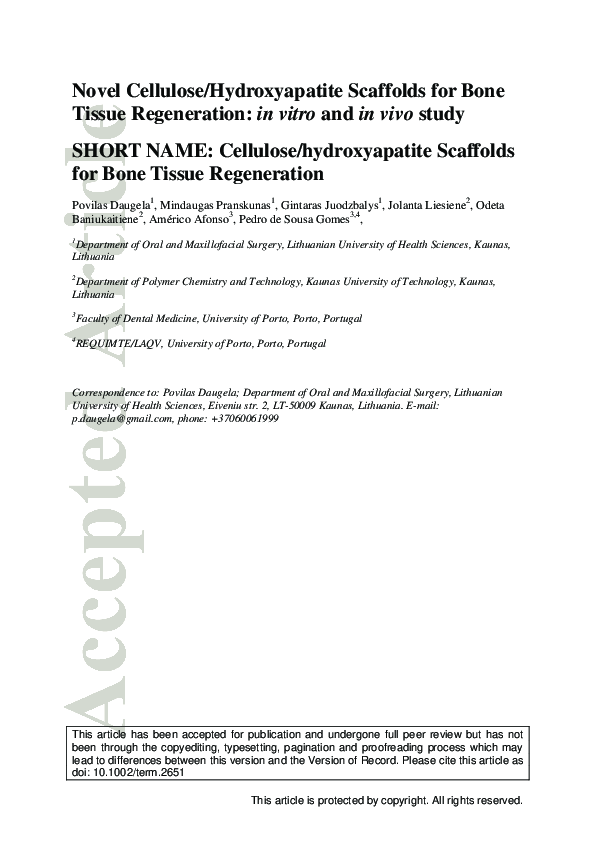 (PDF) Novel cellulose/hydroxyapatite scaffolds for bone tissue ...