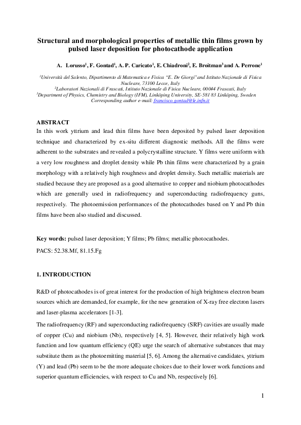 (PDF) Structural and morphological properties of metallic thin films ...