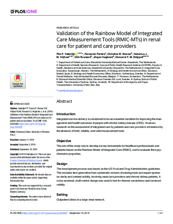 (PDF) Validation of the Rainbow Model of Integrated Care Measurement ...