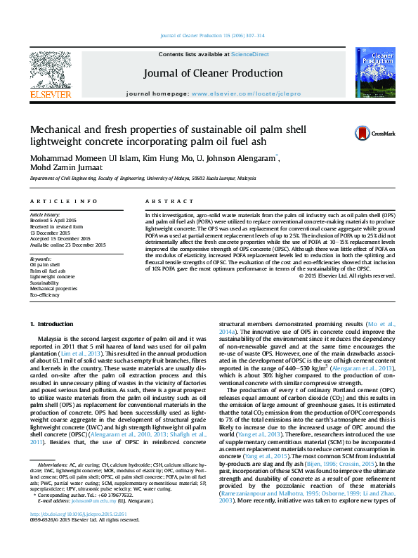 (PDF) Mechanical and fresh properties of sustainable oil palm shell ...