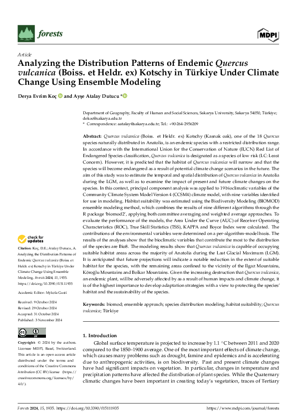 (PDF) Article Analyzing the Distribution Patterns of Endemic Quercus ...