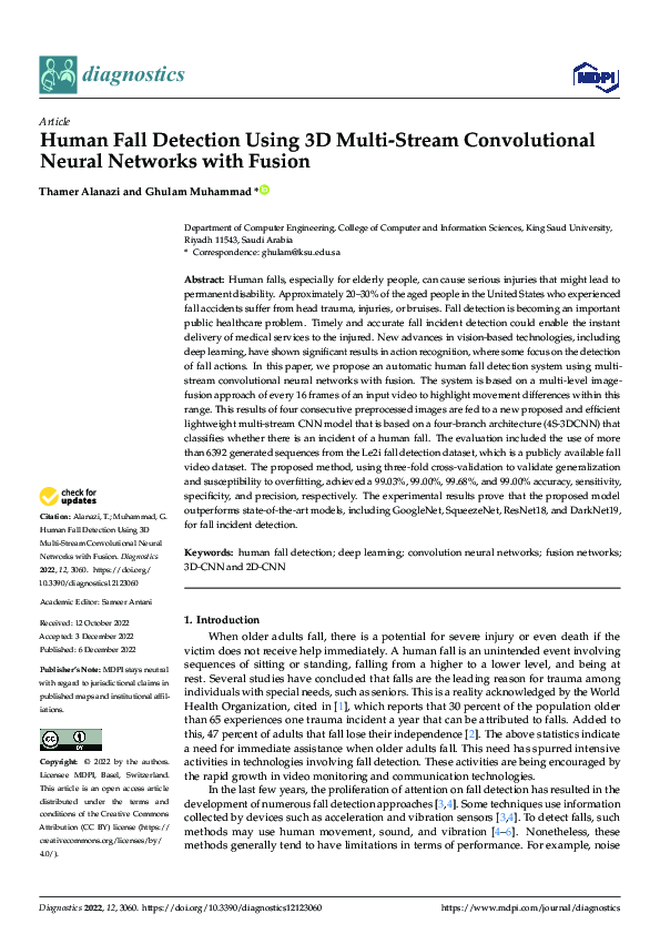 (PDF) Human Fall Detection Using 3D Multi-Stream Convolutional Neural ...
