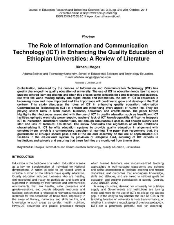 (PDF) The Role of Information and Communication Technology (Ict) in ...