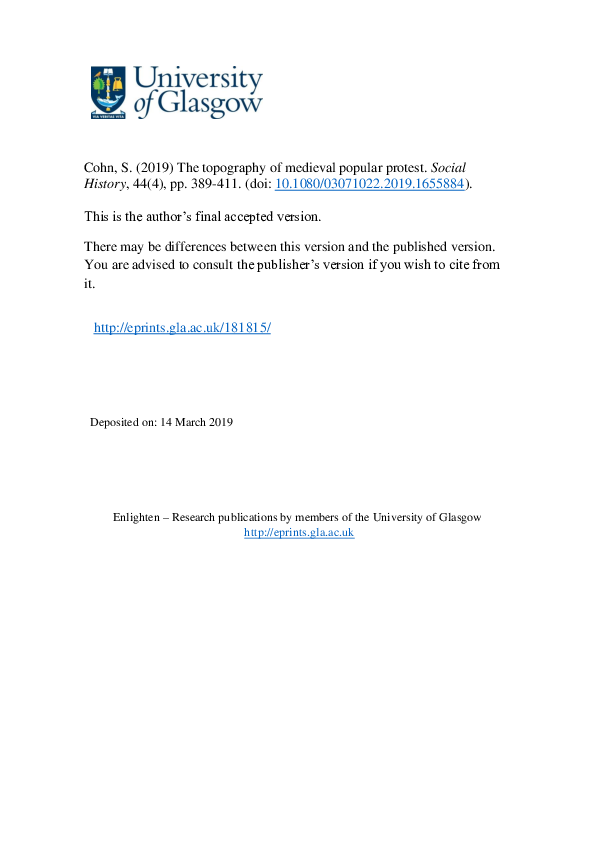 (PDF) The topography of medieval popular protest