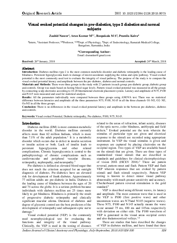 (PDF) Visual evoked potential changes in pre-diabetics, type 2 ...
