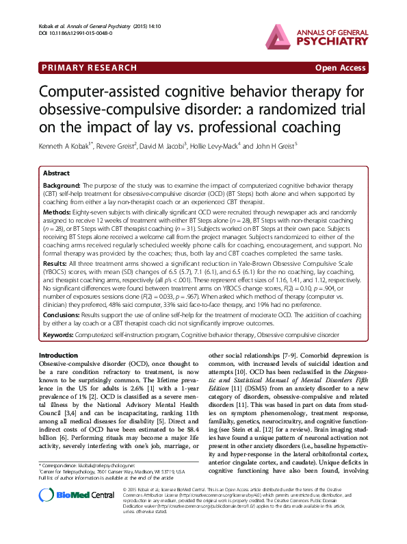 (PDF) Computer-assisted cognitive behavior therapy for obsessive ...
