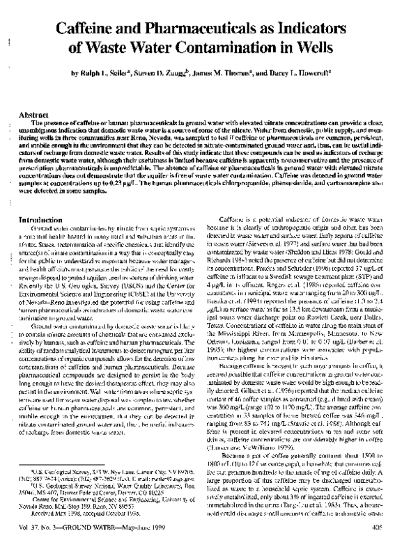 (PDF) Caffeine and Pharmaceuticals as Indicators of Waste Water ...