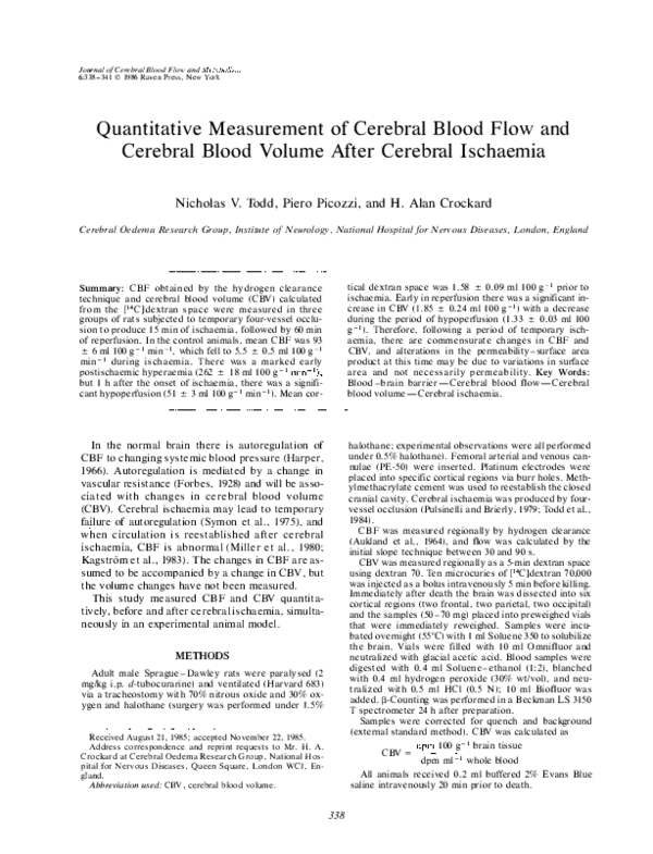 (PDF) Quantitative Measurement of Cerebral Blood Flow and Cerebral ...
