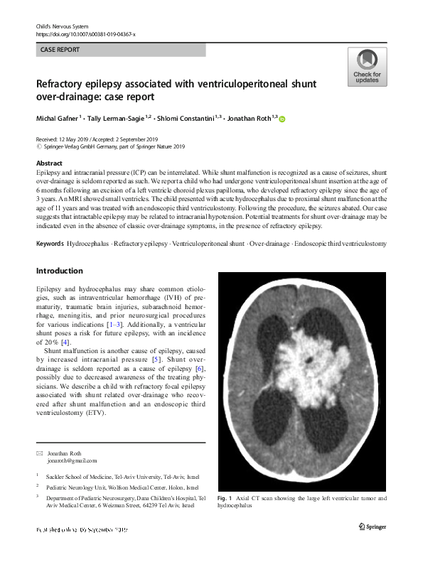 (PDF) Refractory epilepsy associated with ventriculoperitoneal shunt ...