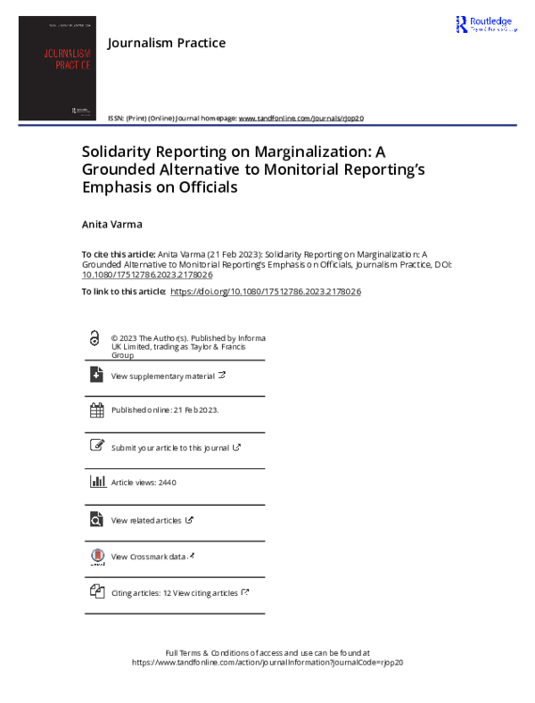 (PDF) Solidarity Reporting on Marginalization A Grounded Alternative to ...