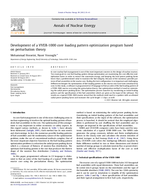 (PDF) Development of a VVER-1000 core loading pattern optimization ...