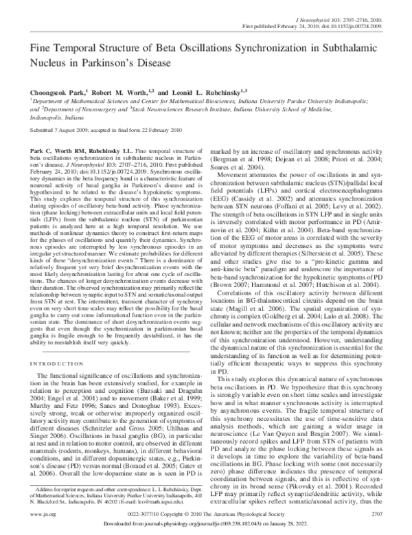 (PDF) Fine Temporal Structure of Beta Oscillations Synchronization in ...