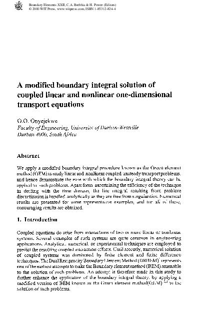 (PDF) A Modified Boundary Integral Solution OfCoupled Linear And ...