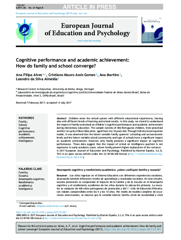 (PDF) Cognitive Performance and Academic Achievement of Japanese ...