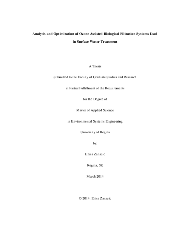 (PDF) Analysis and optimization of Ozone Assisted Biological Filtration ...