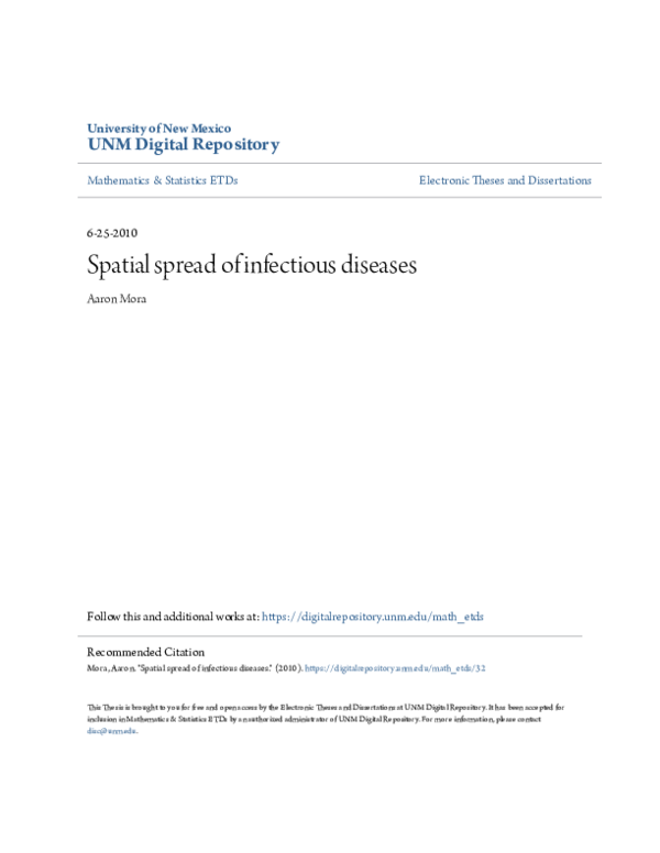(PDF) Spatial Spread of Infectious Diseases
