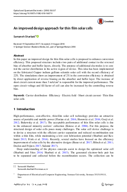 (PDF) An improved design approach for thin film solar cells