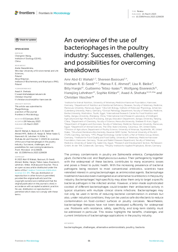 (PDF) An overview of the use of bacteriophages in the poultry industry ...