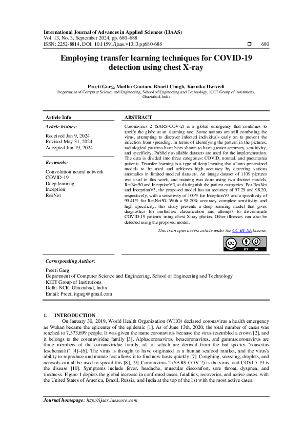 (PDF) Employing transfer learning techniques for COVID-19 detection ...