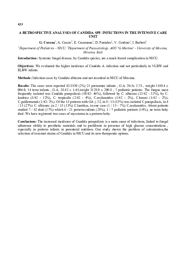(PDF) A Retrospective Analyses of Candida Spp. Infections in the ...