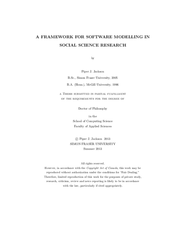(PDF) A framework for software modelling in social science research